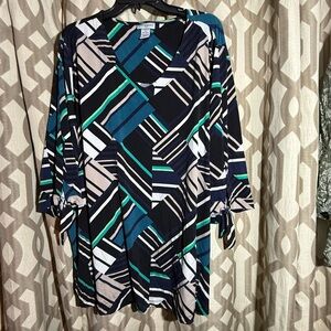 Catherines Multicolor Striped Top Size 3X 26/28 0072
